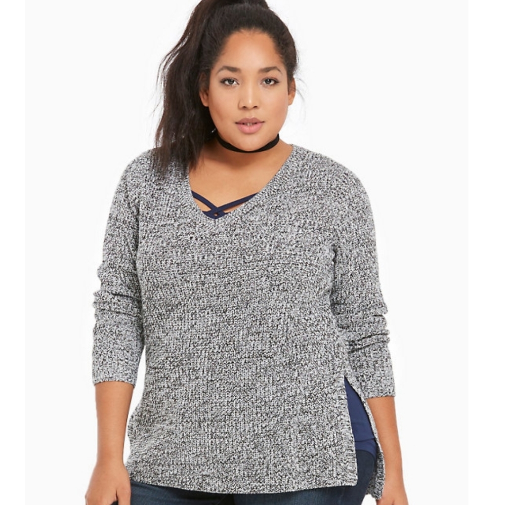 Marled V-neck Tunic